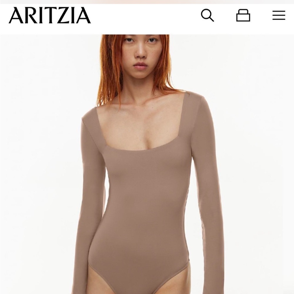Aritzia Babaton Contour Squareneck Bodysuit - taupe
